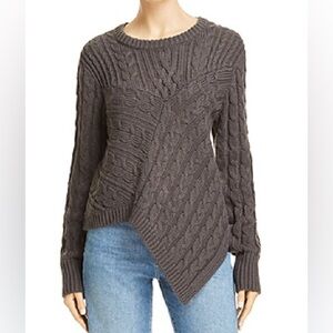 Evolution by Cyrus Aneesa Cable Knit Asymmetrical Hem Sweater